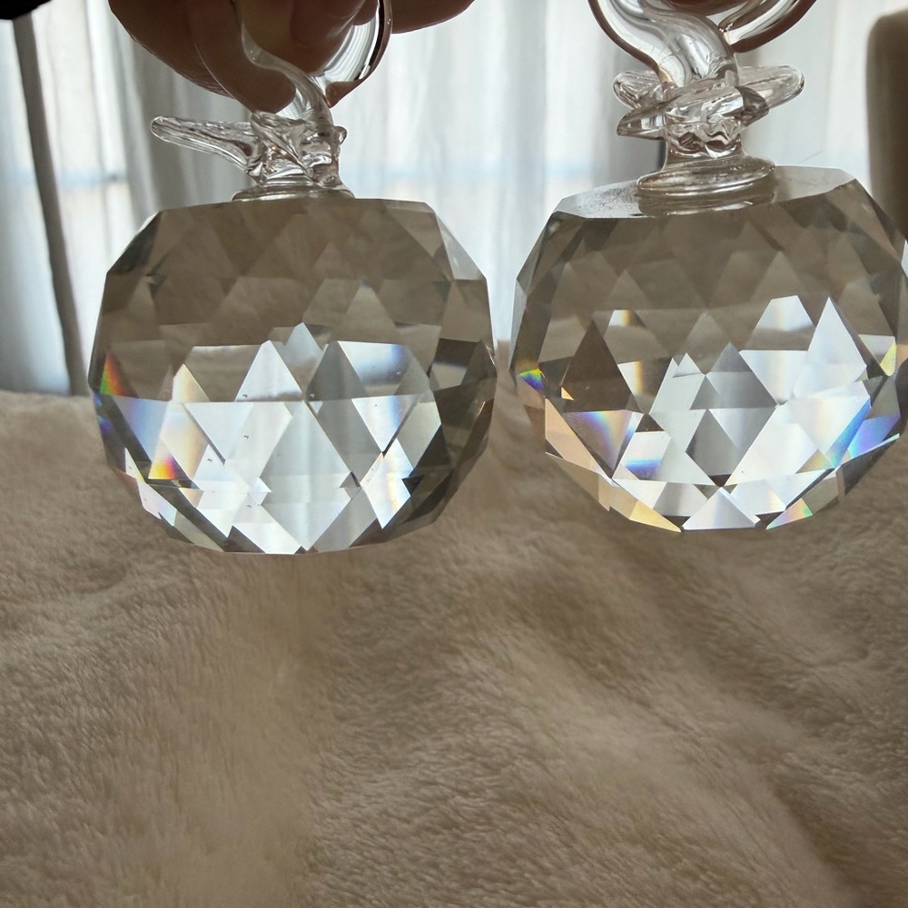 Pair of Swarovski Crystal Apple Ornaments